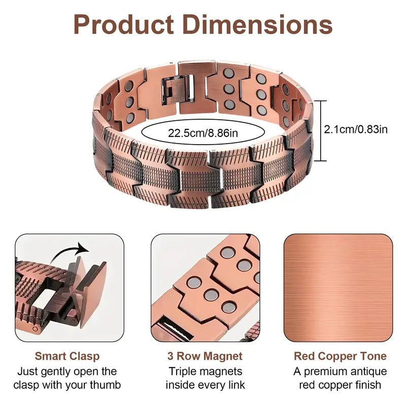 Bracciale magnetico in rame: allevia la fatica e stimola la circolazione sanguigna.
