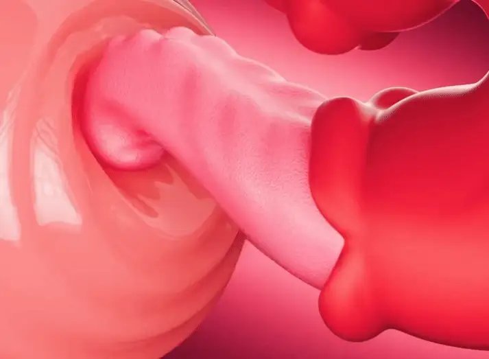 Lingua di rosa, leccata clitoridea, doppio vibratore, dildo