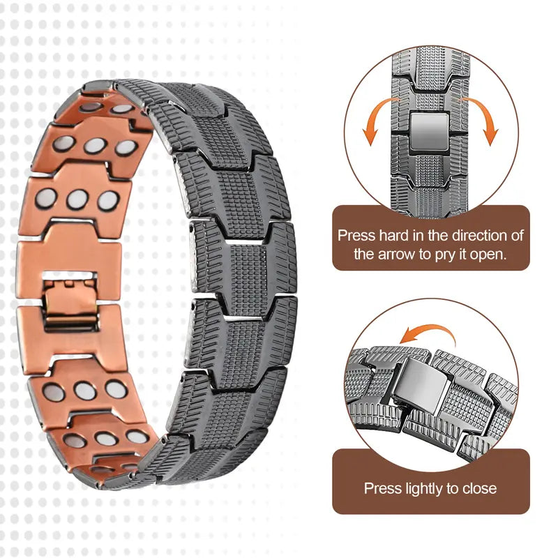Bracciale magnetico in rame: allevia la fatica e stimola la circolazione sanguigna.