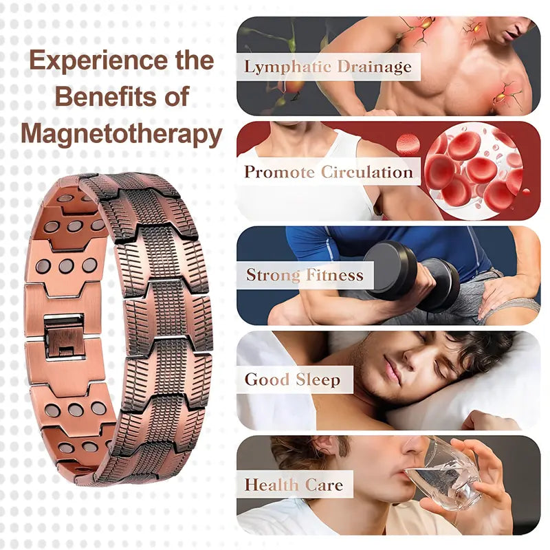 Bracciale magnetico in rame: allevia la fatica e stimola la circolazione sanguigna.